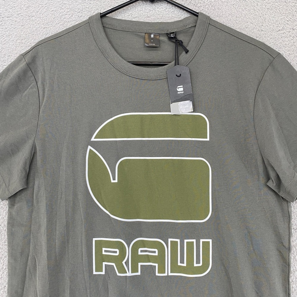 G-Star Shirt Mens Medium Short Sleeve G Raw Big Logo Green Cotton Blend Daplin - Picture 4 of 12